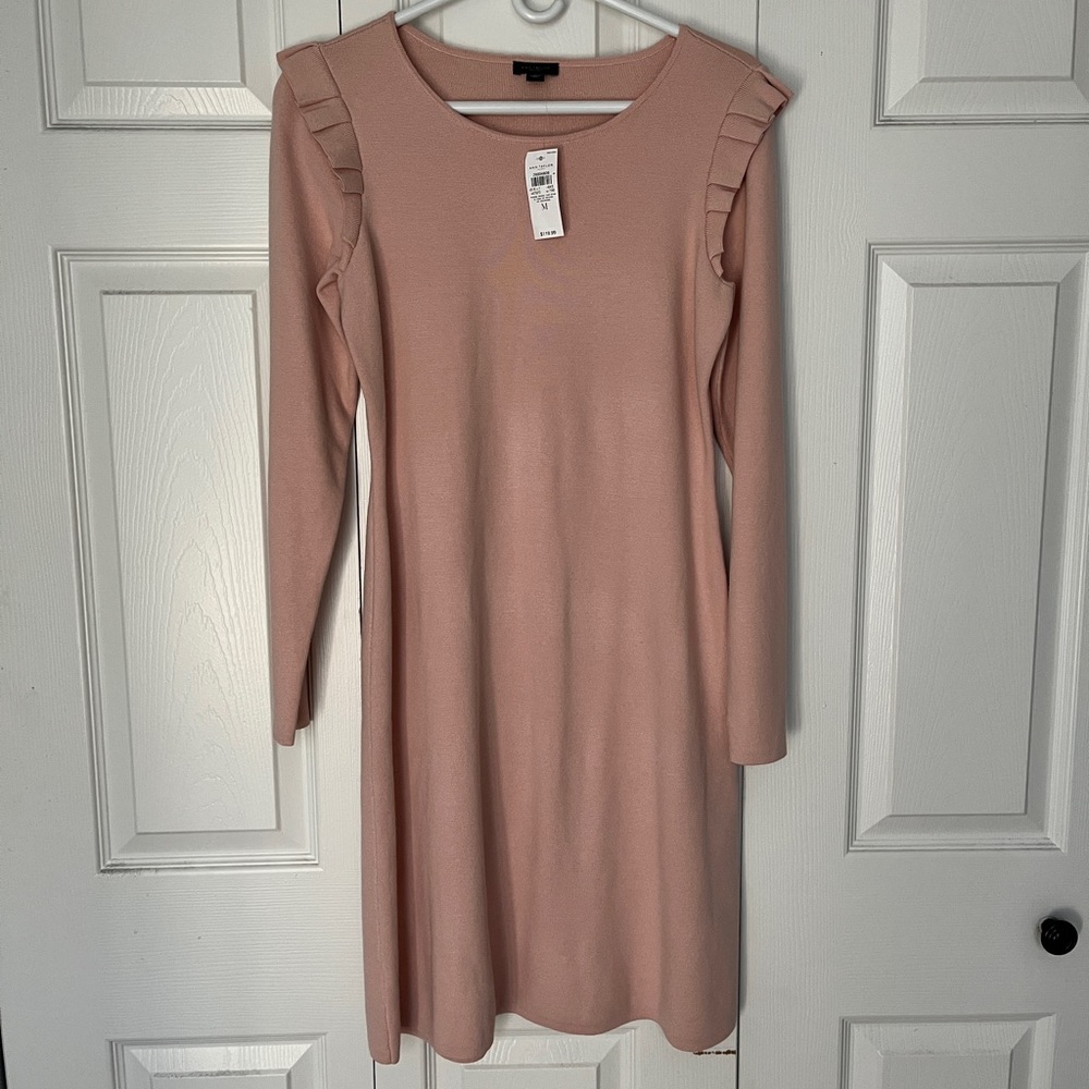 Ann Taylor Factory ruffle pink sweater dress NWT